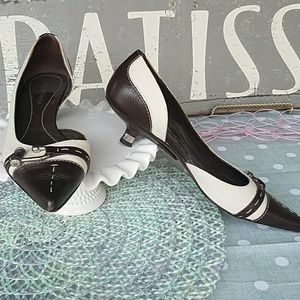 Brown and Tan Kitten Heels